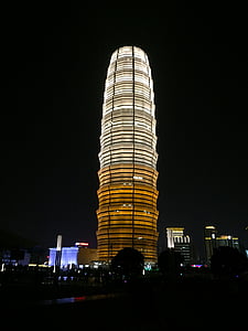 clădire, vedere de noapte, Zhengzhou, Turnul