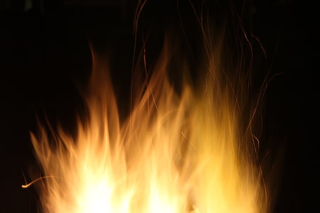 Closeup, fuego, hoyo del fuego, llama, llamas, calor, noche