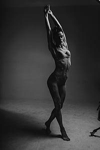 people, woman, dance, sexy, nude, monochrome, black And White