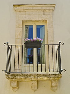 balkong, blommor, dekoration, blomkruka, blommig, Visa