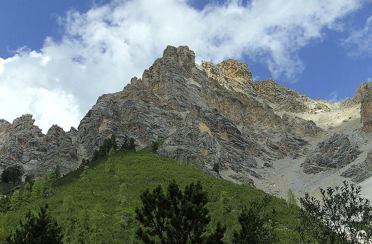 Alpina, Dolomitas, montanhas, Panorama, cume de montanha, panorama da montanha, nuvens