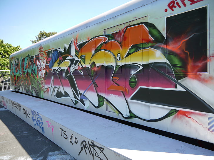 ulične umetnosti, grafiti, ozadje, pisane, barva, umetniški, kul
