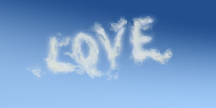 Любов, облаците, романтика, небе, романтичен, поздравителна картичка, обич