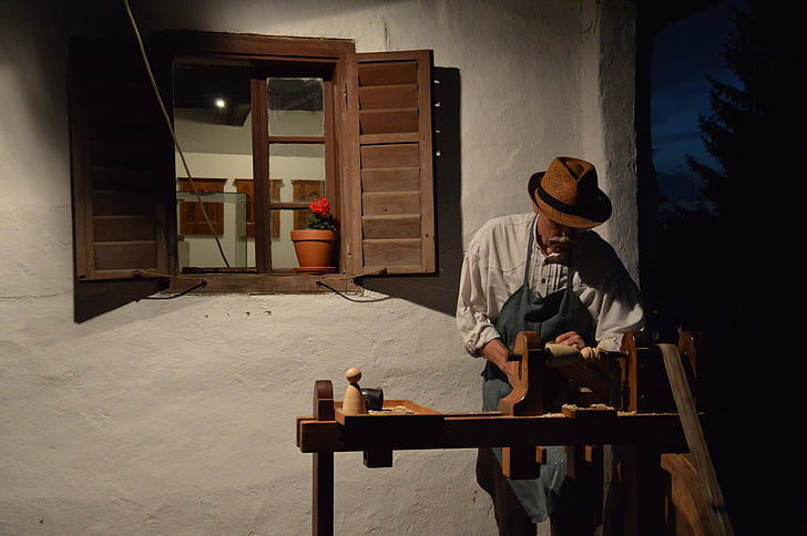 museum village, window, in the evening, tool, work, folk, arts and crafts