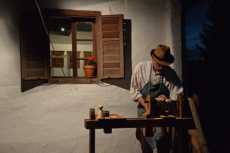 Museo del villaggio, finestra, la sera, strumento, lavoro, Folk, Arti e mestieri