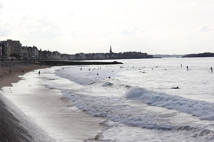 Saint-Malo, sjøen, stranden, Dam, ferie, Bretagne