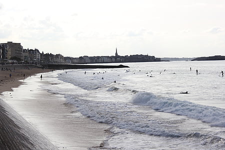 Saint malo, morze, Plaża, tamy, wakacje, Bretania