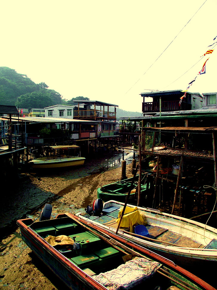 o Tai, pesca, vila, Hong, Kong, Tai, tradicional