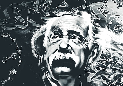 Einstein, Albert einstein, pouliční umění, Nástěnná malba, černá a bílá, teorie relativity, Genius