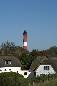 Lighthouse pellworm, pellwormer világítótorony, világítótorony, nézet, piros fehér, táj, sziget