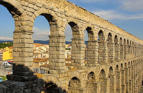 segovia, aqueduct, monument, roman, architecture, stone, historical