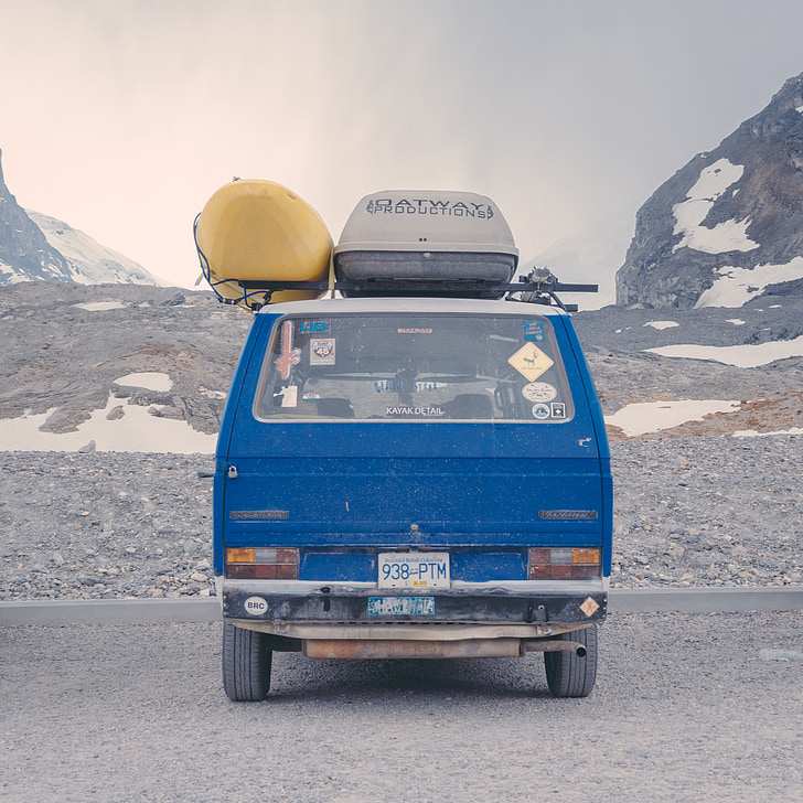 road trip, van, travel, transportation, roof rack, cargo, mountain