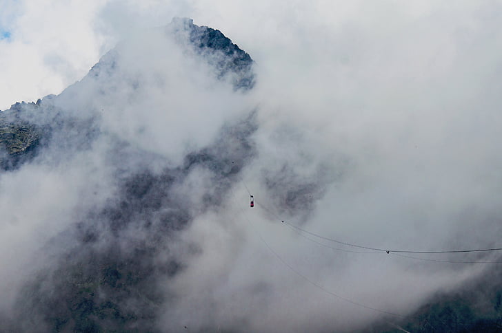 nature, mountains, haze, fog, smoke, white, flying