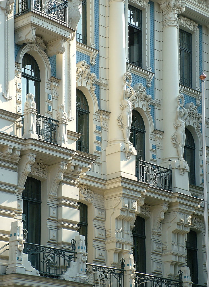 Lettland, Riga, art nouveau, byggnad