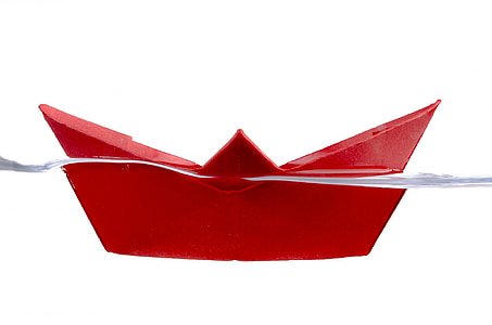 fartyg, bort, båt, vatten, röd, papper båt, resor
