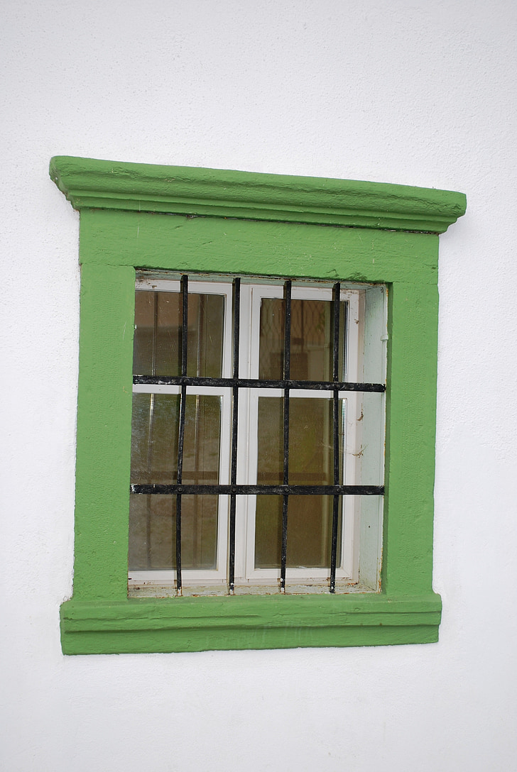 zöld, ablak, ház, építészet, épület