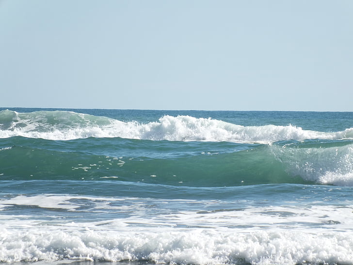 waves, sky, beach, new zealand, sea, ocean, wave