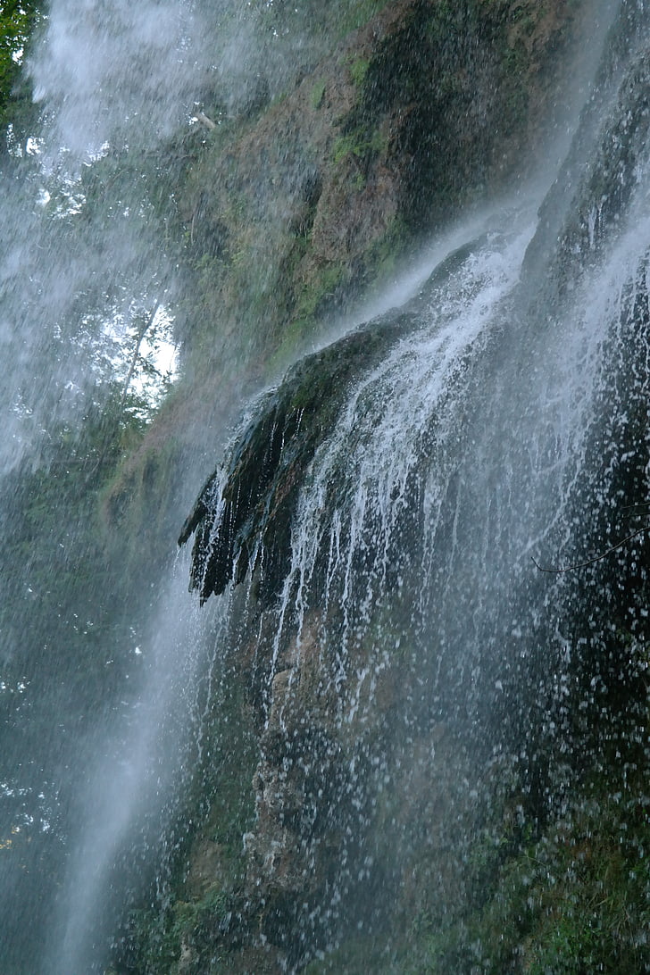 waterfall, urach waterfall, water veil, water, swabian alb, urach, drizzle