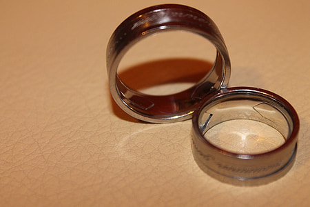anéis, anéis de casamento, anel de casamento, anel, dois, juntos
