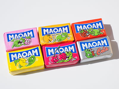 maoam, sej slik, sødme, sukker, konfekture, farve, farverige