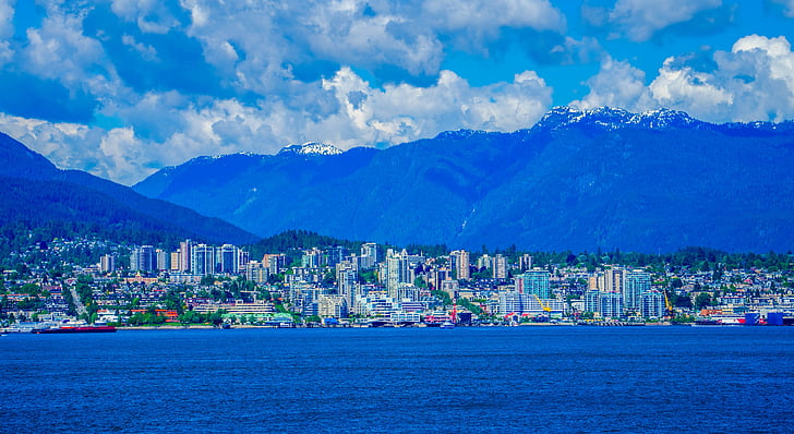 Vancouver, Canada, Skyline, ville, Centre ville, bâtiments, bâtiment