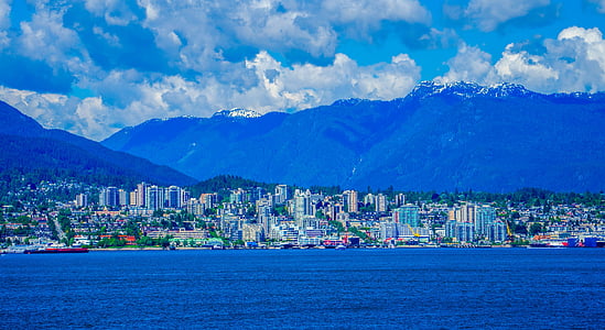 Vancouver, Kanada, Skyline, mesto, centru, stavb, stavbe