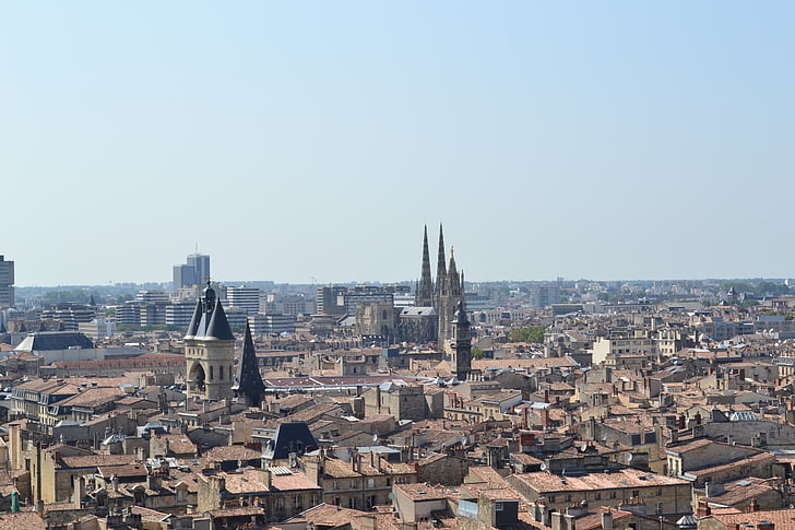 Bordeaux, Kota, pemandangan, Prancis, rumah, atap, lonceng besar
