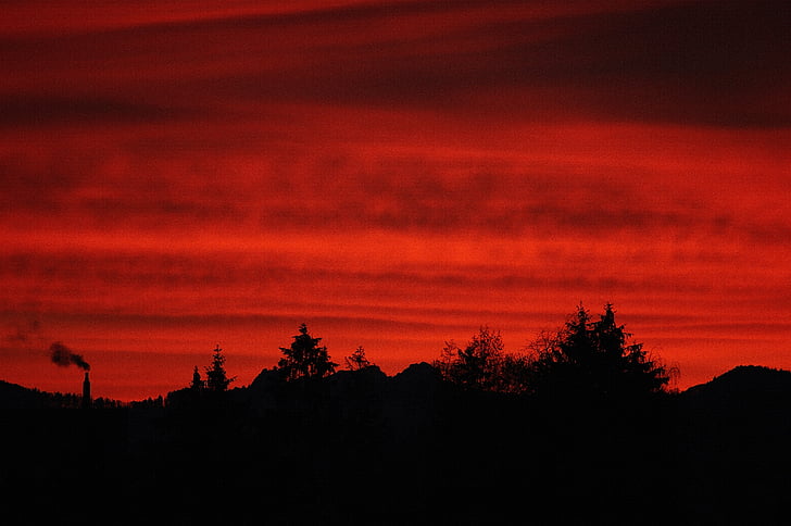 morgenrot, red, sky, dawn, mood, glow, red sky