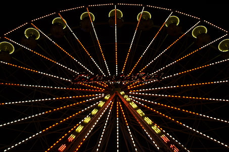 panoramsko kolo Wiener Riesenrad, luči, noč, pošteno, noč fotografijo