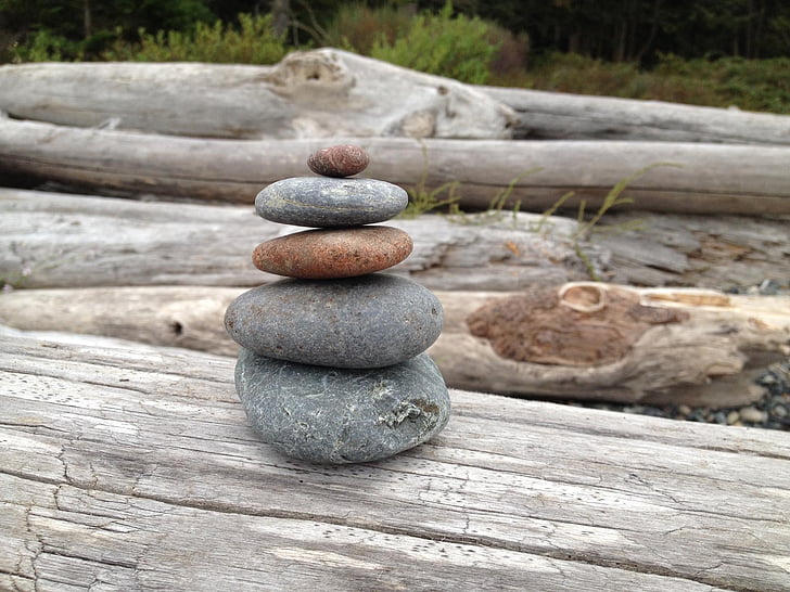 balanse, Zen, steiner, naturlig, tørr, landskapet, ørkenen