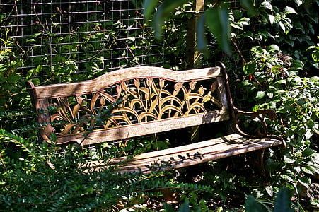 garden bench, bank, rest, seat, wood, nature, seating area
