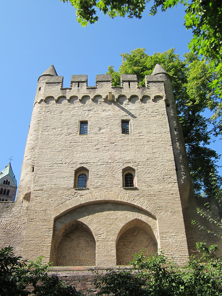 heidentuermchen, Speyer, tornet, byggnad, historiska, framsidan, fasad