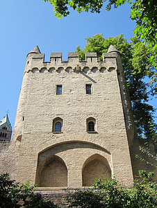 heidentuermchen, speyer, tower, building, historic, front, facade