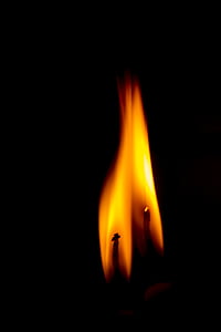 Ali, Flame, i mörkret, bränna, gul, bakgrund, Oljelampa