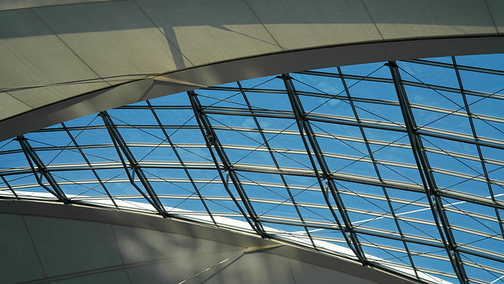 taket, teknologi, konstruksjon, Metal, grå, blå, moderne