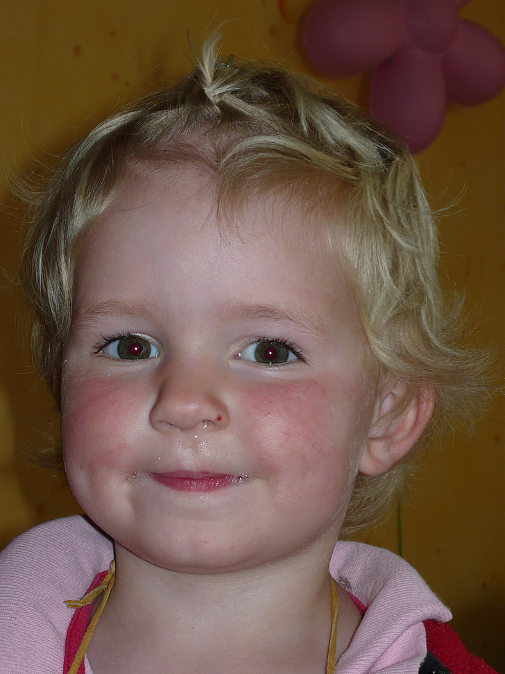 child, girl, face, smile, cheeky, blond, nose
