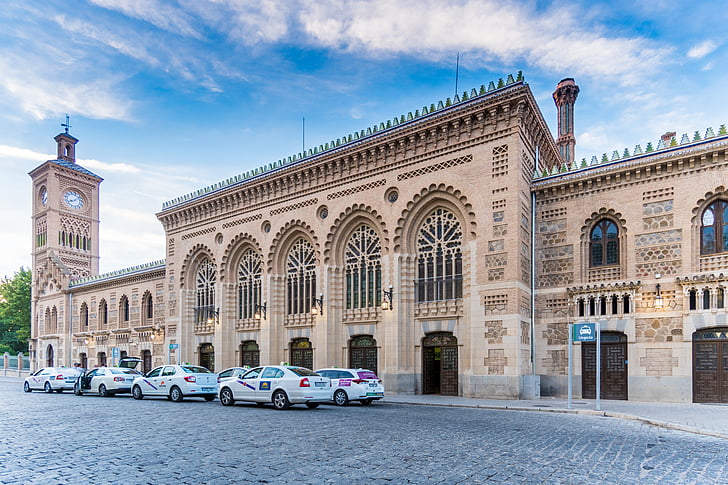 Toledo, togstasjon, Spania, Europa, jernbane, historiske