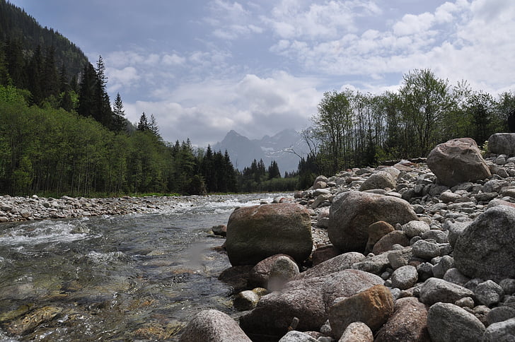 Tatry, montagnes, ruisseau de montagne, nature