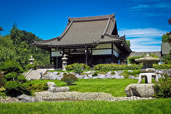 arkitektur, Asien, bygning, kultur, ekō hjem, haven, græs