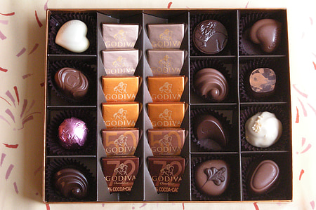 шоколади, шоколадови бонбони, кутия, Годайва, бонбони, Сладко, гурме