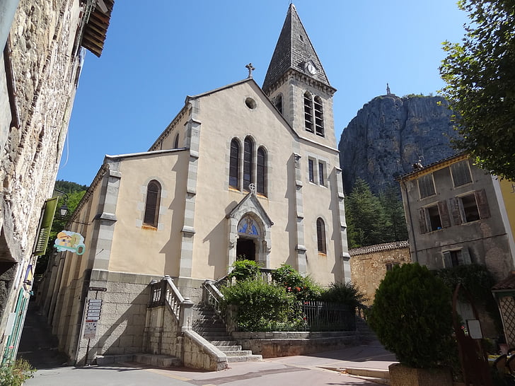 Castellane, vesnice, Francie, bývalý, stará vesnice, kostel, Architektura