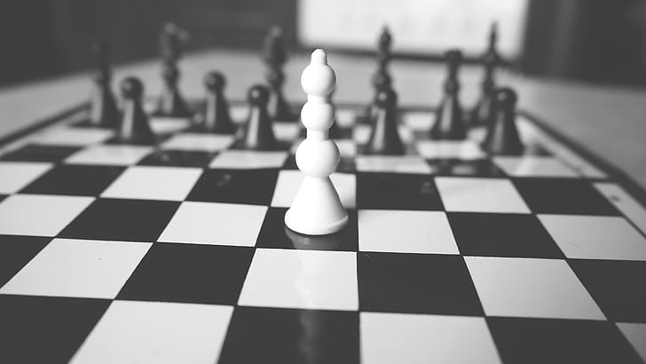 battle, black and-white, blur, board game, challenge, checkered, chess