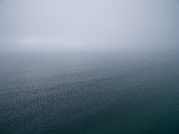 море, океан, вода, вълна, природата, мъгла, синьо