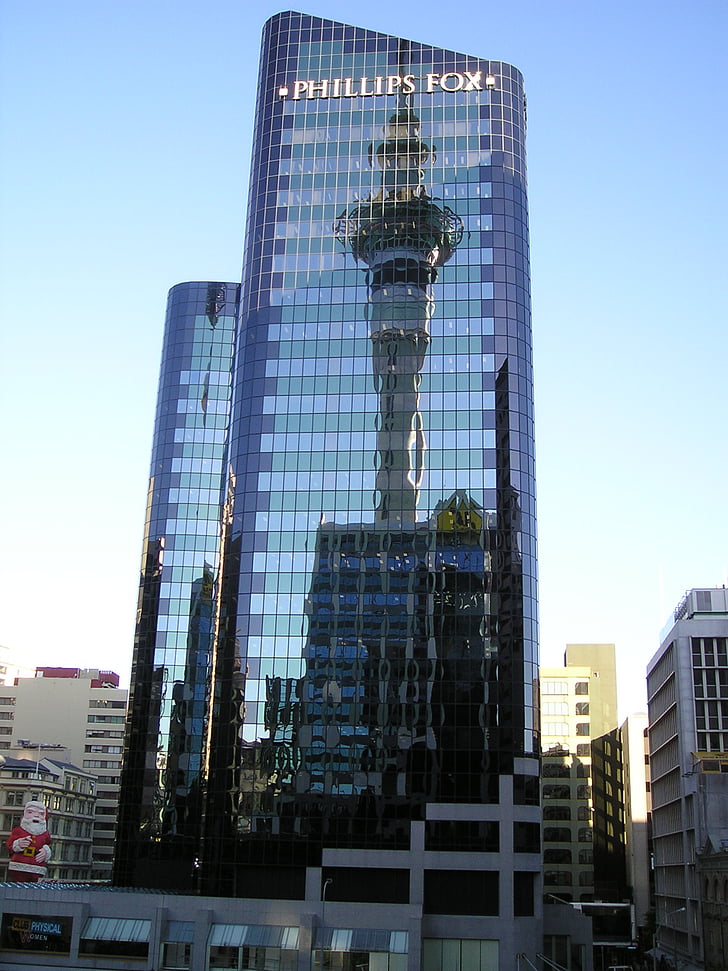 Nouvelle-Zélande, Auckland, ville, Centre, Centre ville, mise en miroir, hochaus