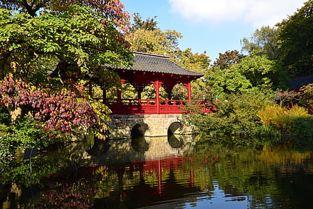 Japonia, ogród, Park, ogród japoński, staw, relaks, jesień