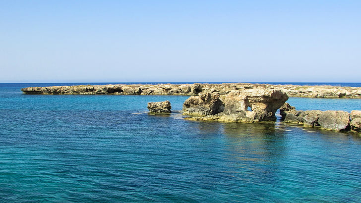Кипър, Протарас, скални образувания, крайбрежие, скалист бряг, море, остров