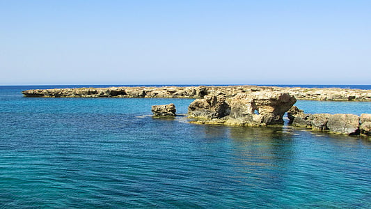 Kipra, Protaras, akmens veidojumi, krasts, akmeņains krasts, jūra, salas