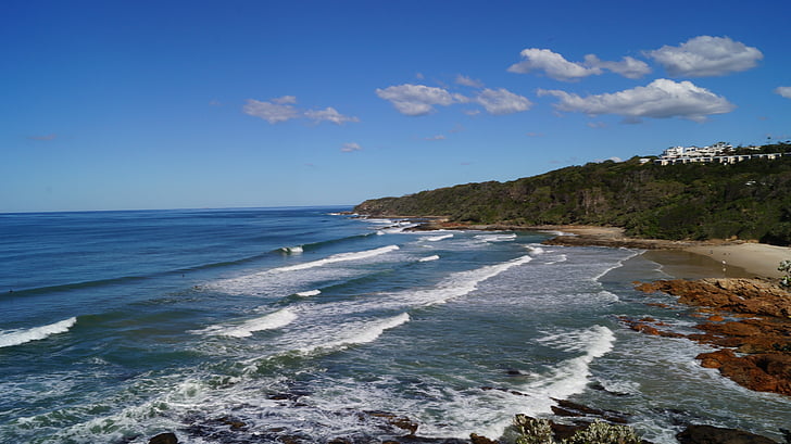 Sunshine coast, Queensland Australië, surf strand, zee, strand, kustlijn, natuur