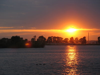 posta de sol, Rússia, port esportiu de Kazan, natura, Mar, capvespre, l'estiu