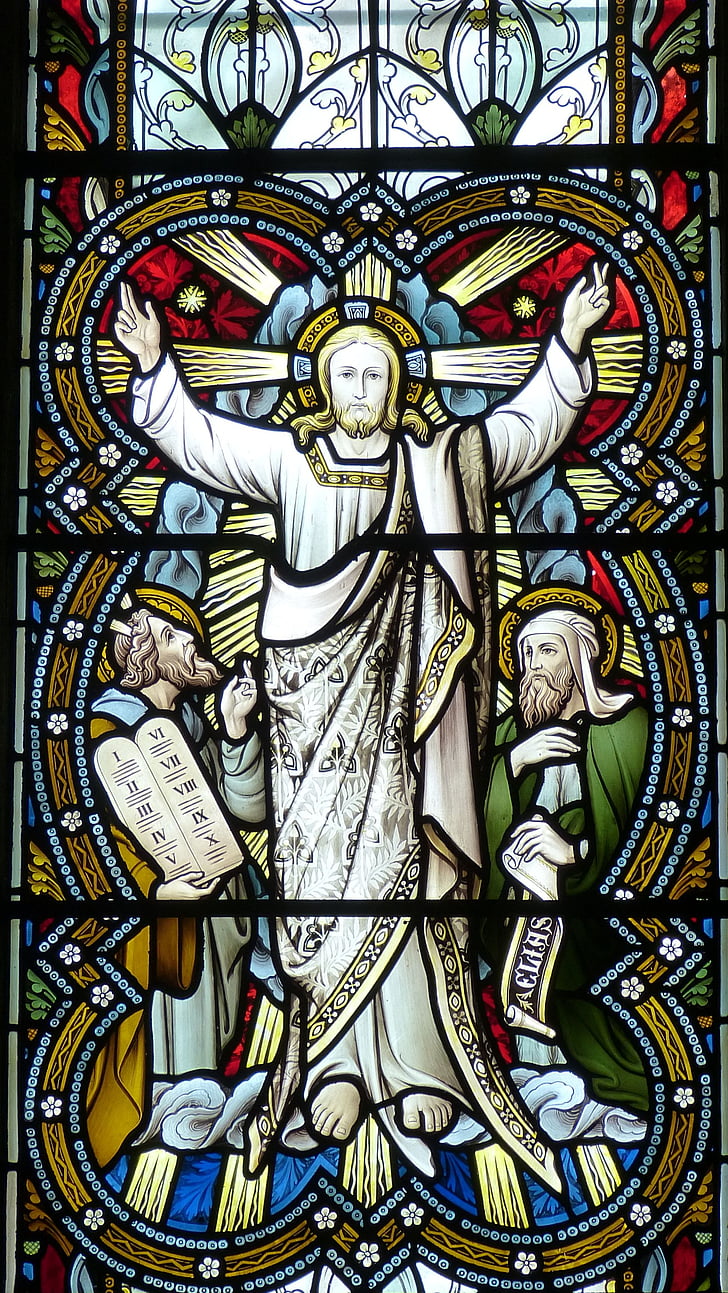 kirke, vinduet, kirken vindu, Jesus, Transfigurasjon, Moses, Elias
